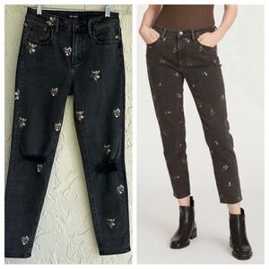 DRIFTWOOD Jeans Women’s Size 24‎ Boyfriend Embroidered Floral Boho Distressed